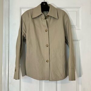 Vince Tie-Back Cotton Shirt in Beige